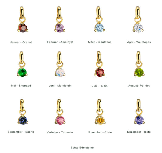 Anhänger mit Geburtsstein / Monatsstein mit echtem Edelstein, aus 333er Gold